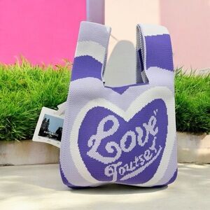 NWT Purple Love Heart Compact Stylish Essentials Handheld Bag